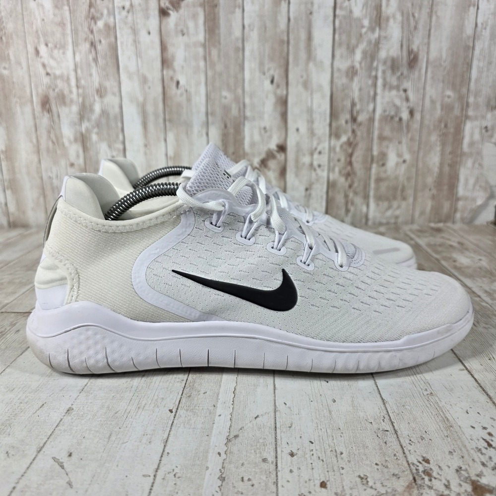 Nike Free RN 2018 White Black Running Shoes 942836-100 Mens 10.5